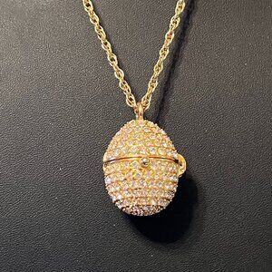 Xanadu Pave Rhinestone Egg Watch Pendant W /36" Chain